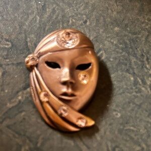 Neiman Marcus Crystal Mask Brooch